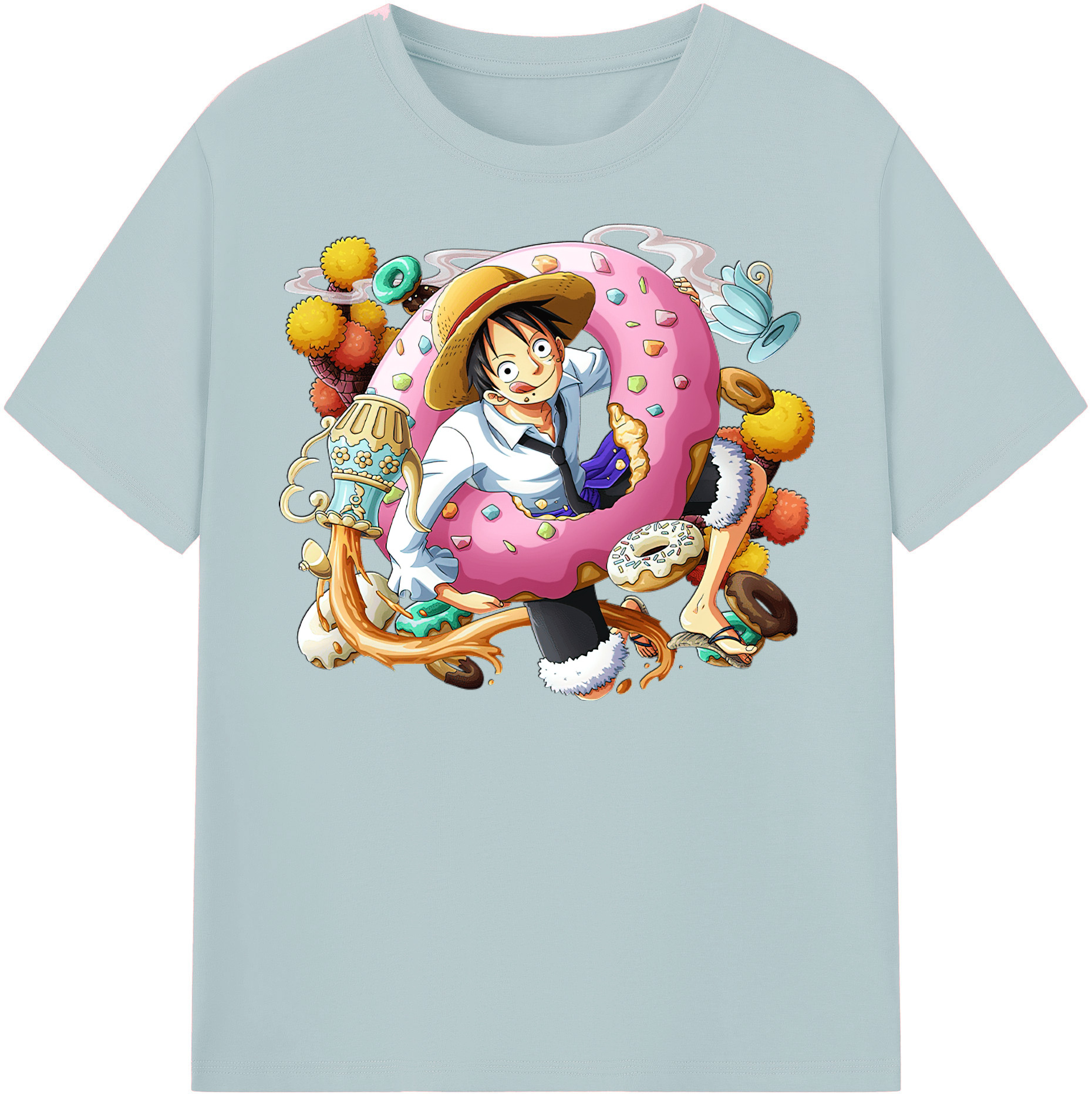 ワンピース モンキー・D・ルフィ ONE PIECE Monkey D. Luffy 綿100％半袖Tシャツ（フロントプリント）